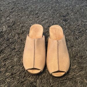 Chocolat Blu Beige Peep Toe Mules size 9.5
Brand New